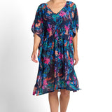 Fresia Mesh Capri Kaftan Cover Up Navy