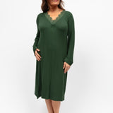 Jade Olive Modal Jersey Geo Semi Circle Long Sleeve Nightdress