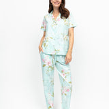 Juliette Cotton/Modal Floral Print PJ Set Mint