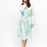 Juliette Cotton/Modal Floral Print Robe Mint