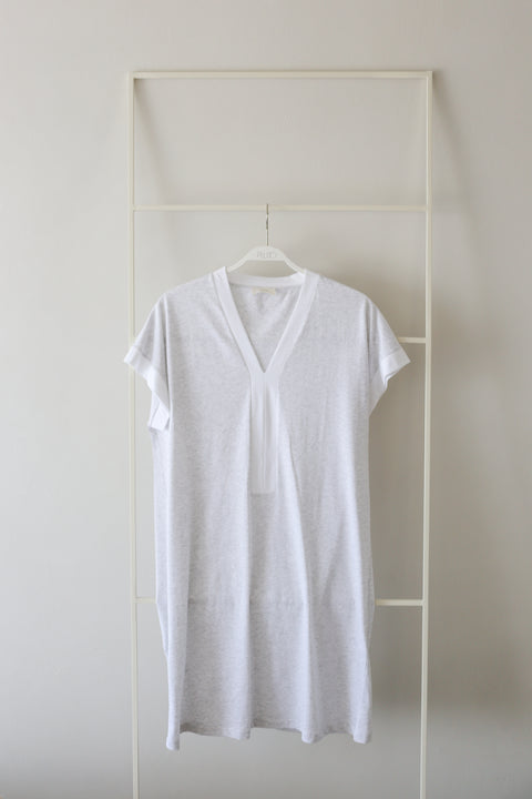 Katoo Contrast Trim Cotton Sleepdress Grey Chine