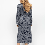 Knightsbridge Leaf Print Robe Navy