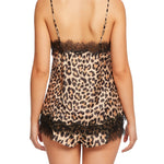 Back view of Scarlett Silk Chemise in Jewel Blue, highlighting delicate lace detailing and elegant silk drape.