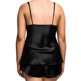 Selina Silk Cami with Lace Edge Black