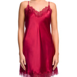 Scarlett Silk Chemise with Lace Edge Crimson