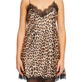 Scarlett Silk Chemise with Lace Edge Animal Print