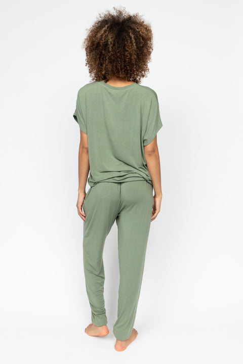 Back view of the Lea Slouch Pyjama Set, showcasing its laid-back silhouette and soft drape of modal jersey.