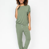 Lea Slouch Jersey Cap Sleeve Pyjama Lounge Set Sage