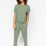 Lea Slouch Jersey Cap Sleeve Pyjama Lounge Set Sage