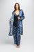 Silk Hydrangea Print Robe Azure Navy