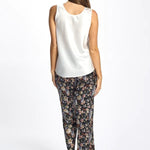 Back view of ivory silk cami top showing the relaxed fit and smooth drape of pure silk.