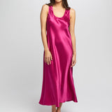 Mono Silk Long Nightie Cerise