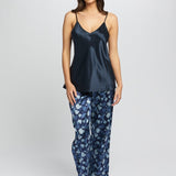 Silk Hydrangea Print Pant Azures Navy