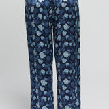 Silk Hydrangea Print Pant Azures Navy