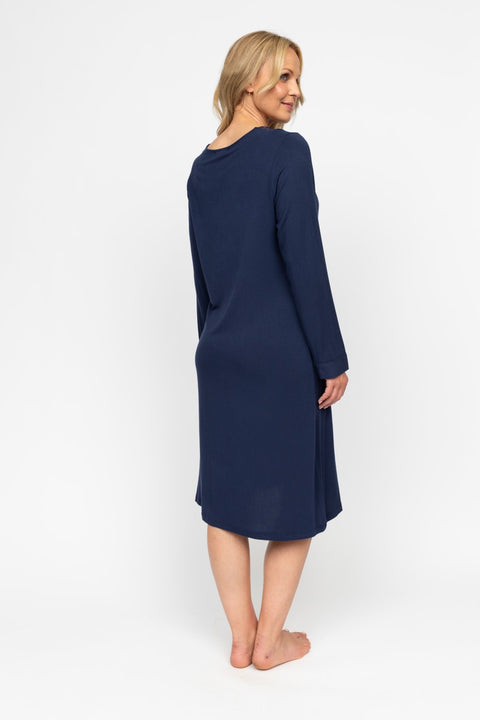 Back view of the Louisa Nightdress, showcasing its relaxed fit and smooth silhouette.