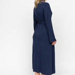 Back view of the Nora Rose Louisa Dressing Gown, highlighting relaxed drape and long sleeve design.