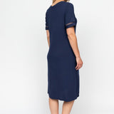 Nora Rose Louisa Short Nightdress back view, highlighting rounded back neckline and softly flowing fit.