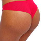 back view of Freya Loveland Brazilian Brief in Bombshell Chilli Red showing smooth mesh and minimal pant lines.
