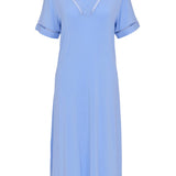 Lucy Modal Inset Lace SS Short Nightdress Blue