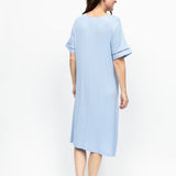 Lucy Modal Inset Lace SS Short Nightdress Blue