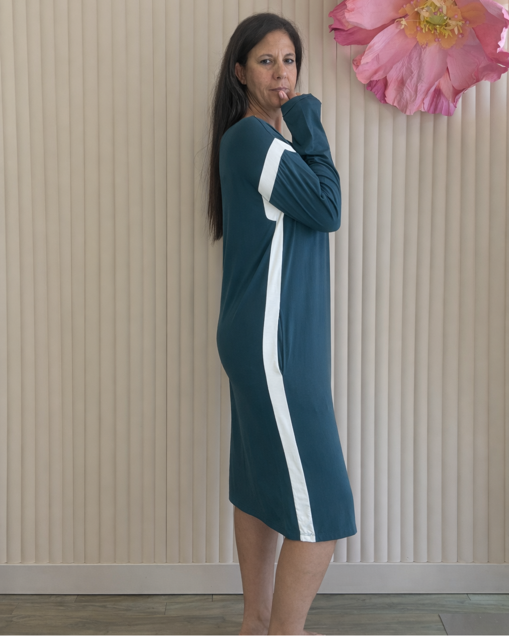 Lounge Luxe Modal Long Sleeve Lounge Dress Atlantic Green