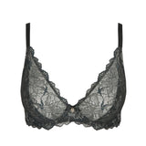 Flat lay of Marie Jo's Manyla Plunge Bra in Night Grey – premium lace lingerie.