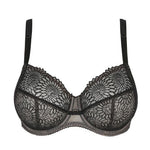 PrimaDonna Sophora Full Cup Bra Black, flat lay of front, displaying signature lace and removable straps, exclusive at The Foundation.