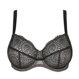 PrimaDonna Sophora Full Cup Bra Black, flat lay of front, displaying signature lace and removable straps, exclusive at The Foundation.