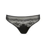 Junoo Rio Brief Black from The Foundation displayed flat, showcasing the intricate lace, mesh detailing and contemporary style