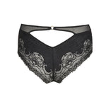 Back view of Junoo Hotpants Brief Black from The Foundation, highlighting sheer lace and unique cut
