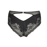 Back view of Junoo Hotpants Brief Black from The Foundation, highlighting sheer lace and unique cut