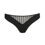 Front view of Jhana Rio Brief Black from The Foundation, featuring medium-cut legs, modern mesh lace, and a flattering silhouette