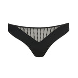 Front view of Jhana Rio Brief Black from The Foundation, featuring medium-cut legs, modern mesh lace, and a flattering silhouette
