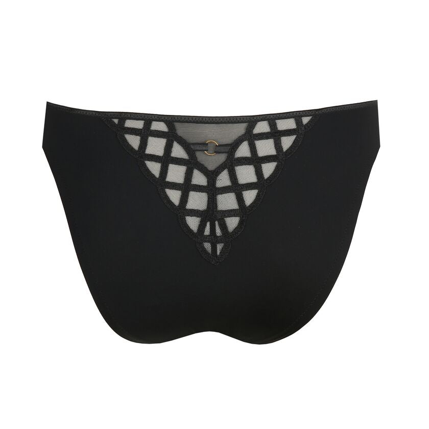 Back view of Jhana Rio Brief Black from The Foundation, showing comfortable rear coverage and elegant lace detail