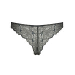 flat lay of the Night Grey Manyla Thong Brief by Marie Jo, lace design