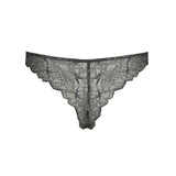 flat lay of the Night Grey Manyla Thong Brief by Marie Jo, lace design