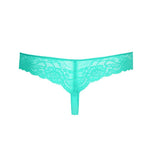 Back view of flat lay thong in Vivid Green with scalloped lace edges and a minimal coverage design.