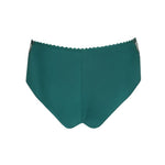 PrimaDonna Springdale Luxury Thong Briefs in Jasper Green with embroidered front, high waist panel, and sheer tulle back.