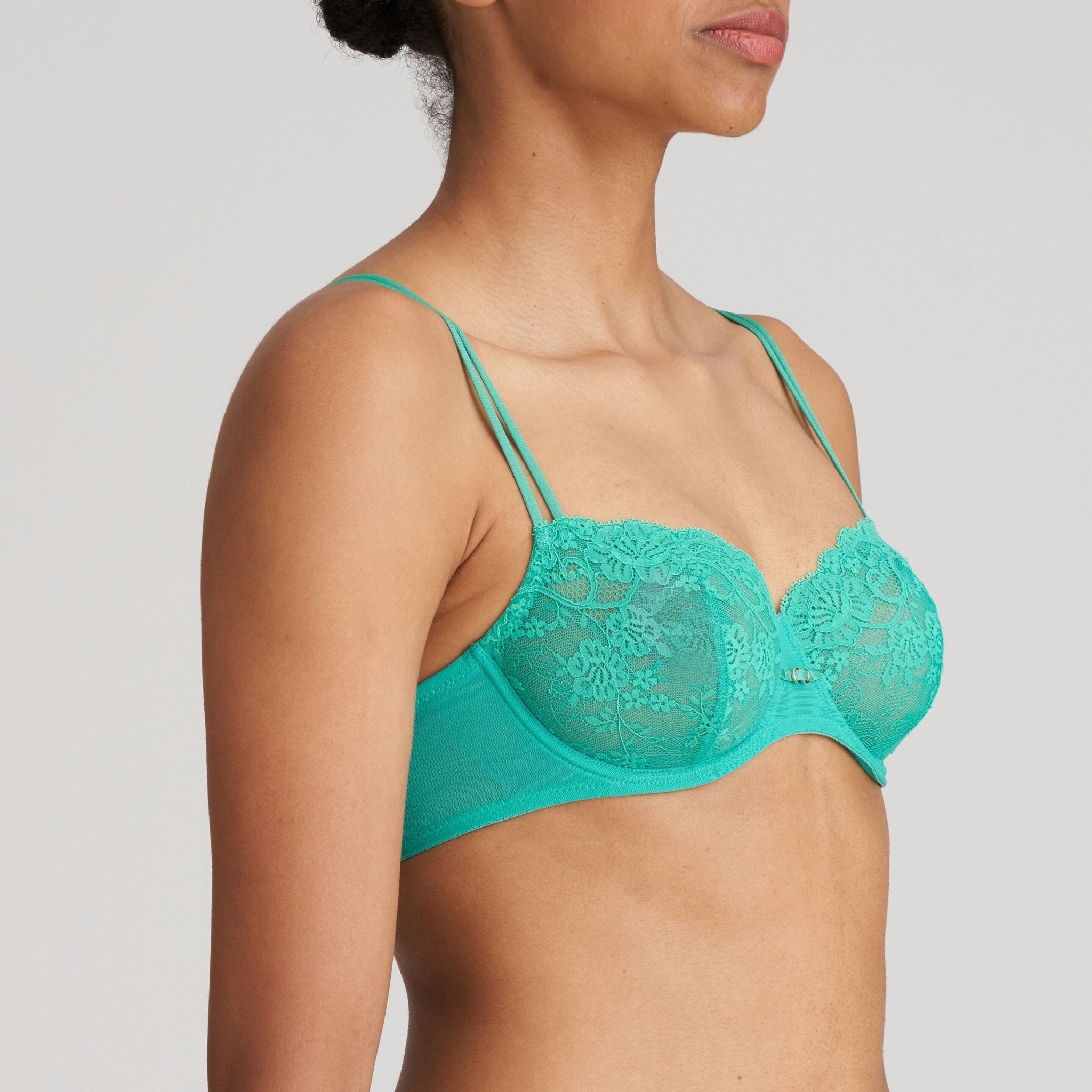 Side angle of Marie Jo Melipha Bra showing structured cup fit and adjustable straps.