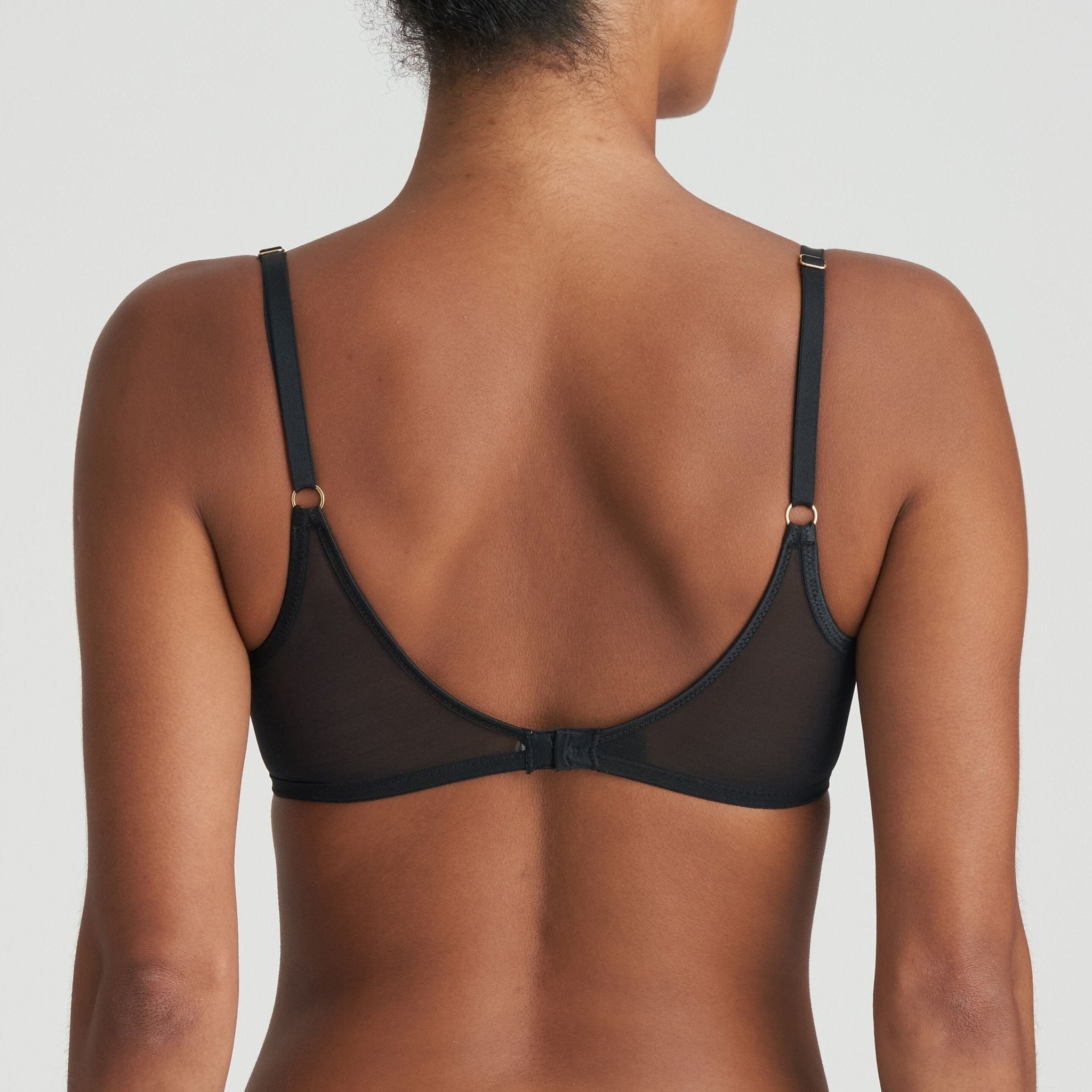 Back view of Jhana Balcony Bra Black from The Foundation, showing supportive band and adjustable straps for a secure, comfortable fit