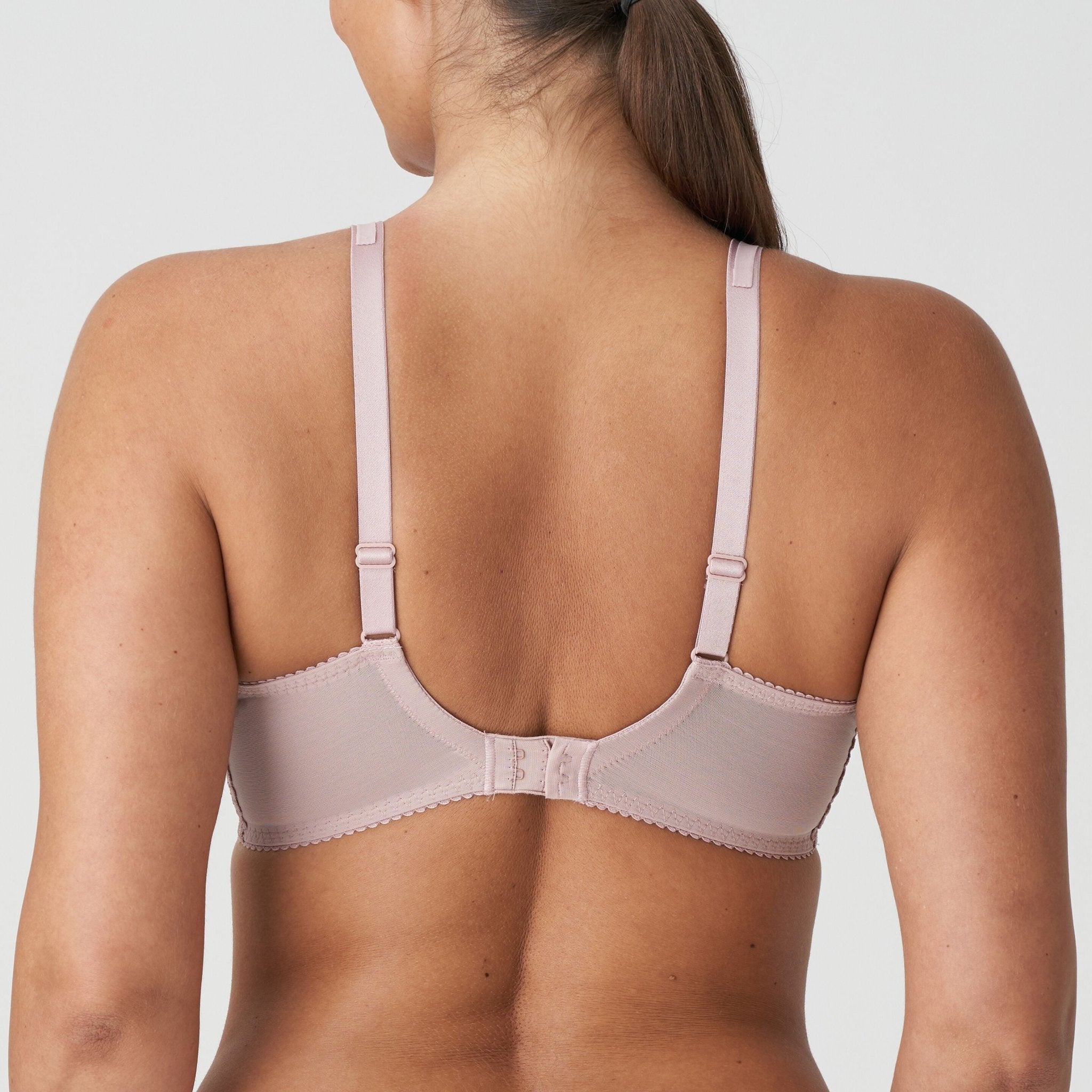Back view of PrimaDonna Sophora Full Cup Bra Bois De Rose, featuring adjustable straps and mesh band, comfort by The Foundation.
