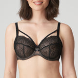 PrimaDonna Sophora Full Cup Bra Black, front studio shot on model, highlighting intricate lace and secure fit, luxury lingerie from The Foundation.