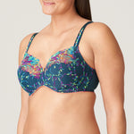 Side profile of PrimaDonna’s Las Salinas Full Cup Bra – colourful floral lace detailing and statement straps.