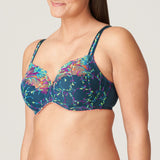 Side profile of PrimaDonna’s Las Salinas Full Cup Bra – colourful floral lace detailing and statement straps.
