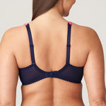 Back view of PrimaDonna Devdaha Plunge Bra Velvet Blue, featuring contrast straps and smooth support band.