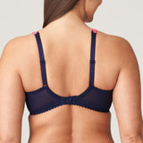 Back view of PrimaDonna Devdaha Plunge Bra Velvet Blue, featuring contrast straps and smooth support band.