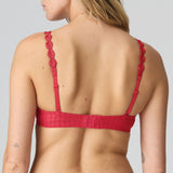 “Back view of Marie Jo Avero Padded Heart Shape Bra Scarlet with convertible straps and supportive silicone band.