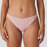 Front view of Jane Italian Brief Bois De Rose from The Foundation, featuring soft pink floral embroidery and feminine scalloped edges