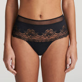Model front view of Junoo Hotpants Brief Black by The Foundation, featuring low-rise fit and snakeskin lace