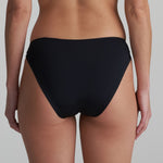 Marie Jo Yoly Rio Brief in Jewel Green with shimmery fabric and floral embroidery, featuring a broader back band for a smooth fit.